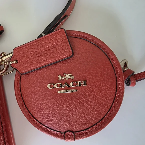 Coach Pennie Crossbody Bag With Coin Purse Mango Red Pebbled Leather-NWOT - Picture 12 of 14